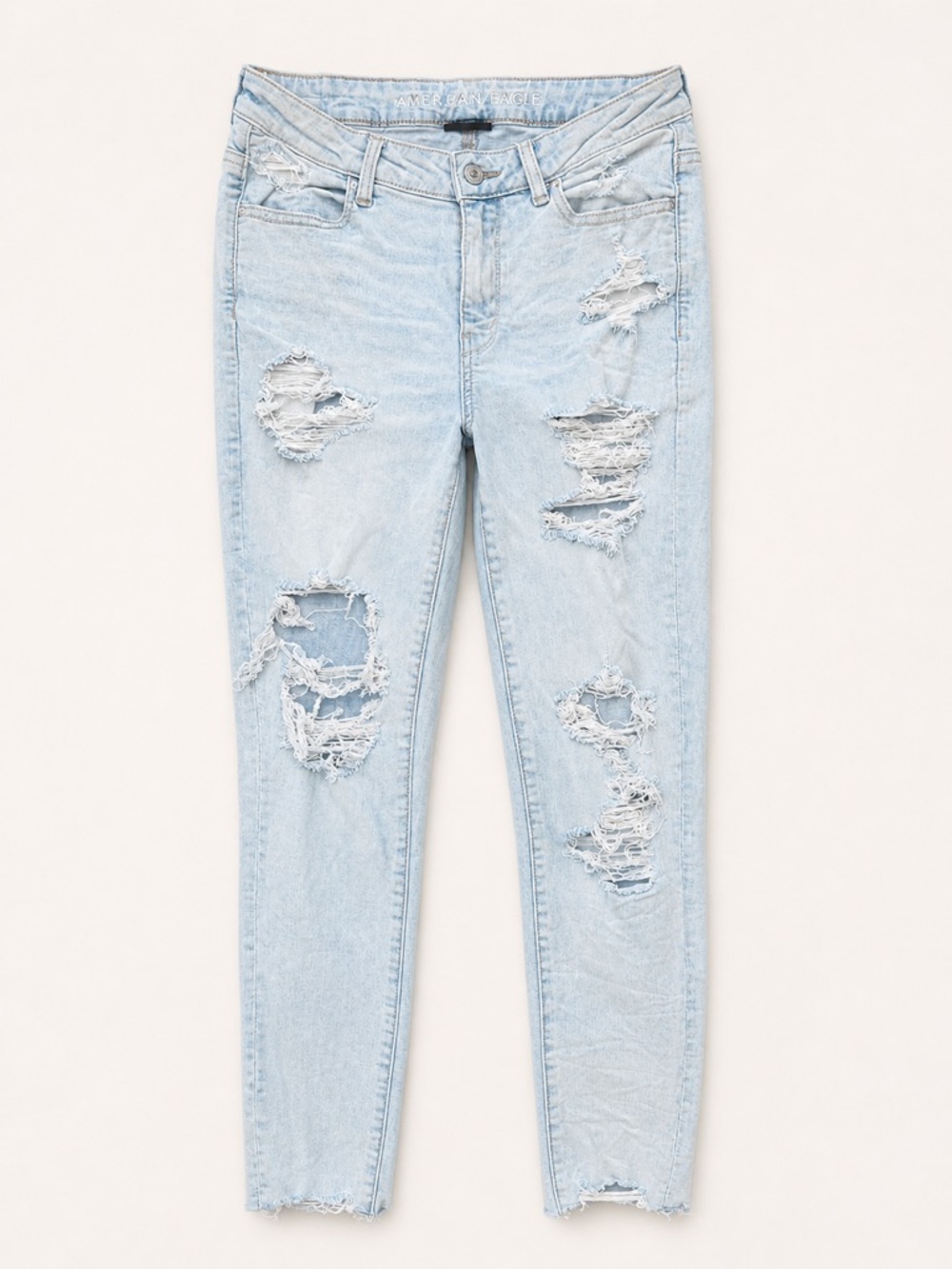 American Eagle size 10 (Short) Light Blue Distressed Skinny Jeans / AE Jeggings